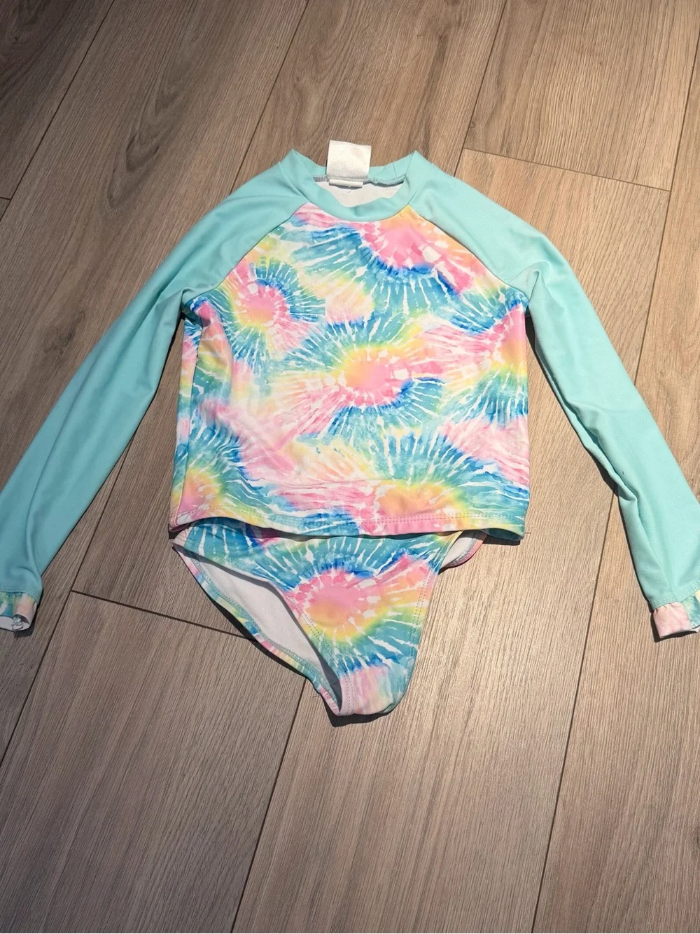 Kids Multi-Color Heart & Tie-Dye Long Sleeve Rash Guard Swim bundle